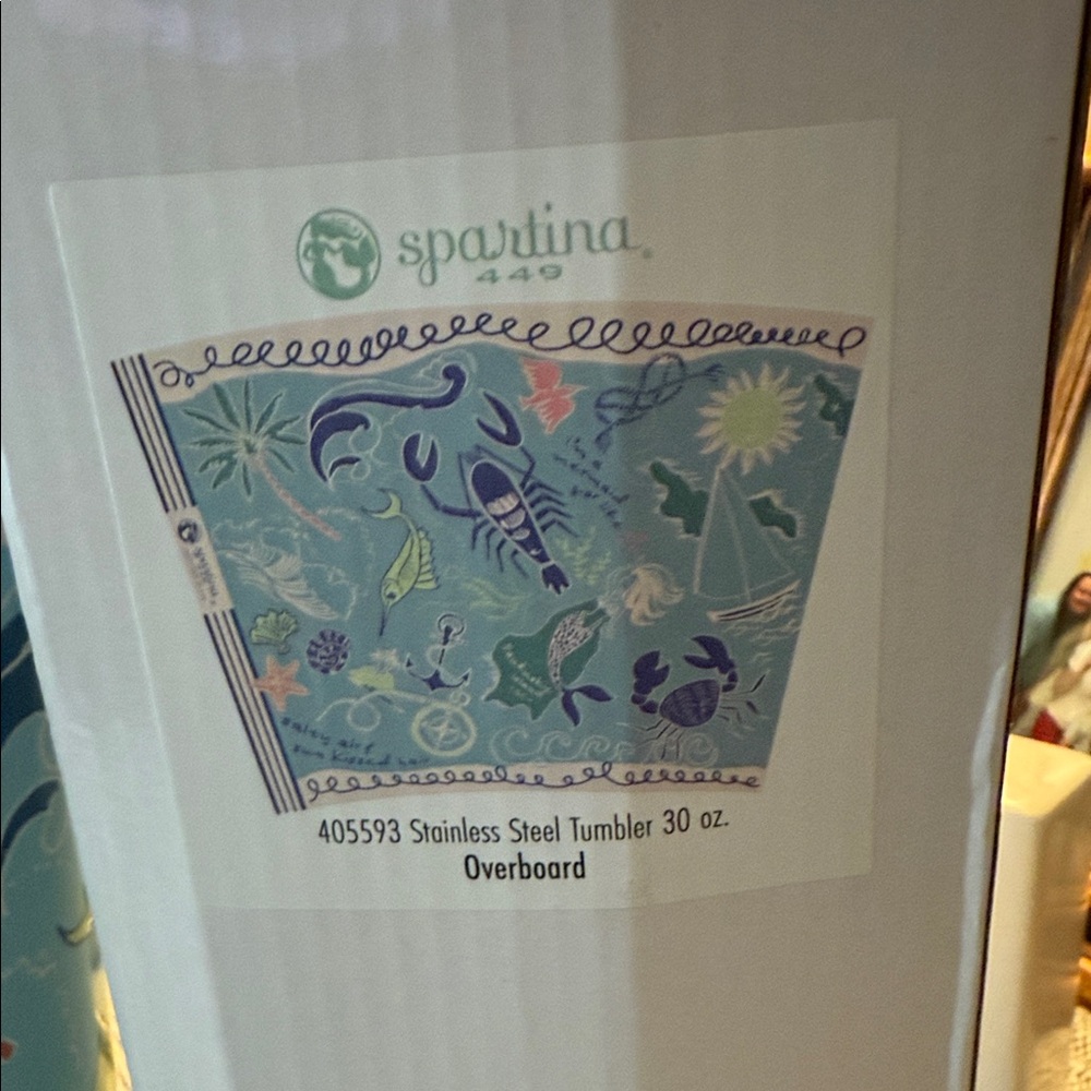 Spartina 449 Light Blue Marine Life Tumbler with Straw - Picture 4 of 5